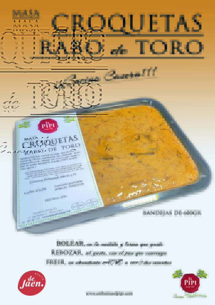 masa de croquetas de rabo de toro en envase de 600 g